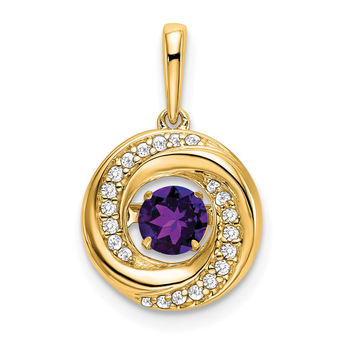 14k Round Amethyst and Diamond Pendant-PM7143-AM-011-YA