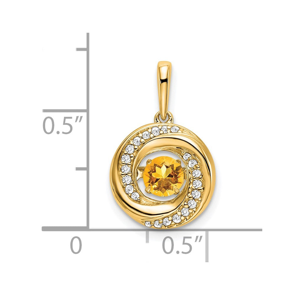 14k Round Citrine and Diamond Pendant-PM7143-CI-011-YA
