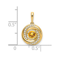 14k Round Citrine and Diamond Pendant-PM7143-CI-011-YA
