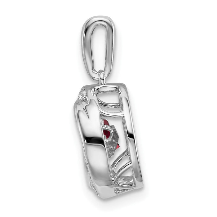 14k White Gold Round Garnet and Diamond Pendant-PM7143-GA-011-WA