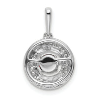 14k White Gold Round Garnet and Diamond Pendant-PM7143-GA-011-WA