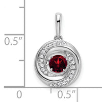14k White Gold Round Garnet and Diamond Pendant-PM7143-GA-011-WA