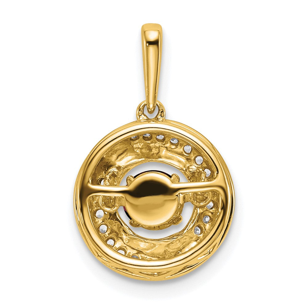 14k Round Garnet and Diamond Pendant-PM7143-GA-011-YA