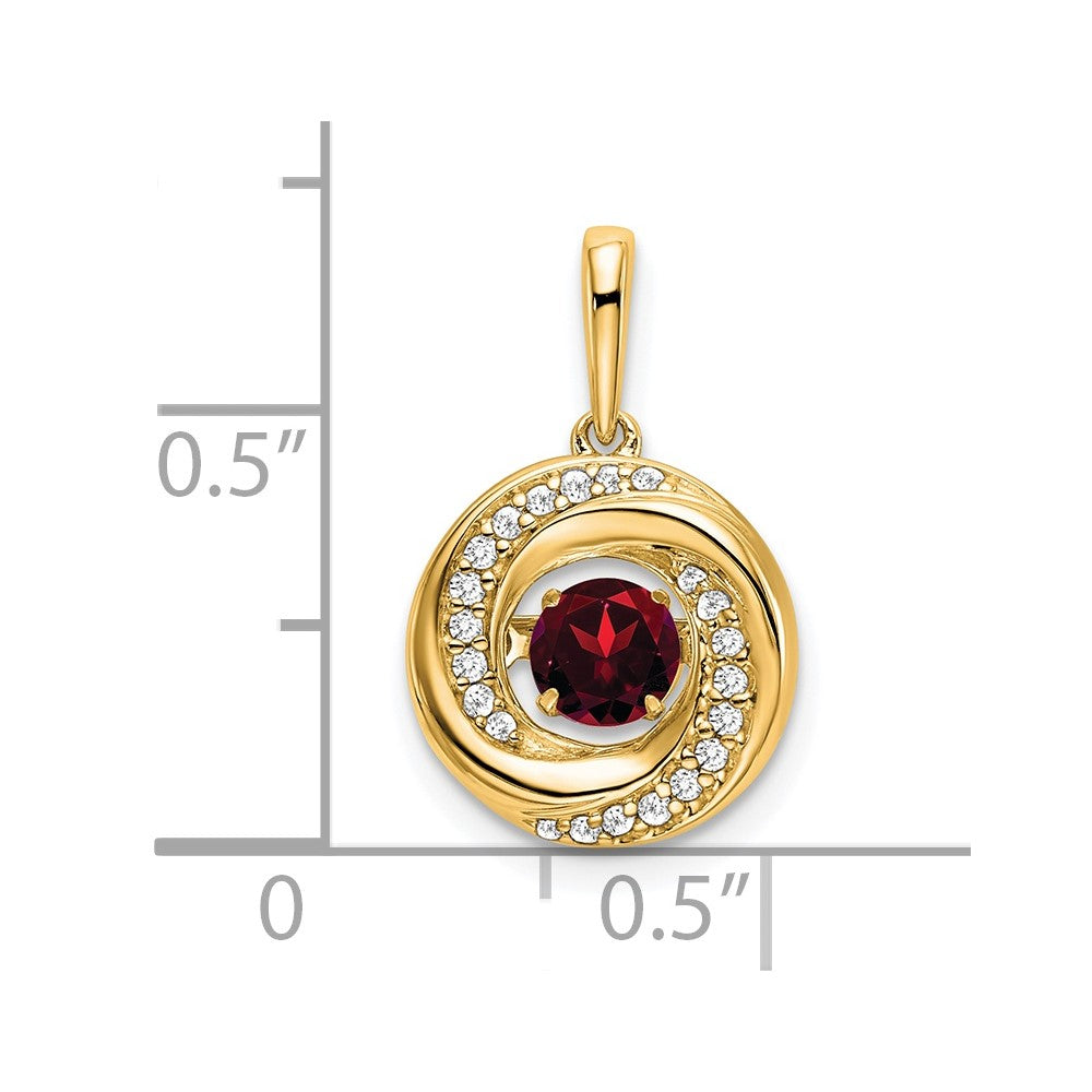 14k Round Garnet and Diamond Pendant-PM7143-GA-011-YA