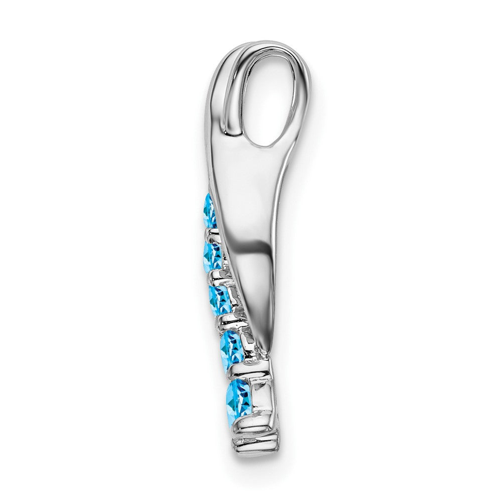 14k White Gold Blue Topaz Journey Chain Slide-PM7144-BT-W