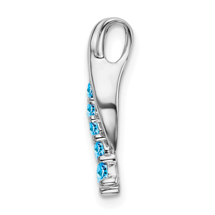 14k White Gold Blue Topaz Journey Chain Slide-PM7144-BT-W