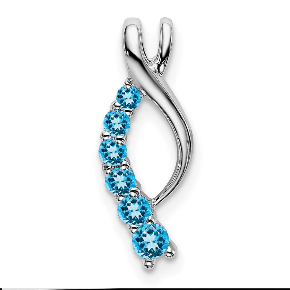 14k White Gold Blue Topaz Journey Chain Slide-PM7144-BT-W
