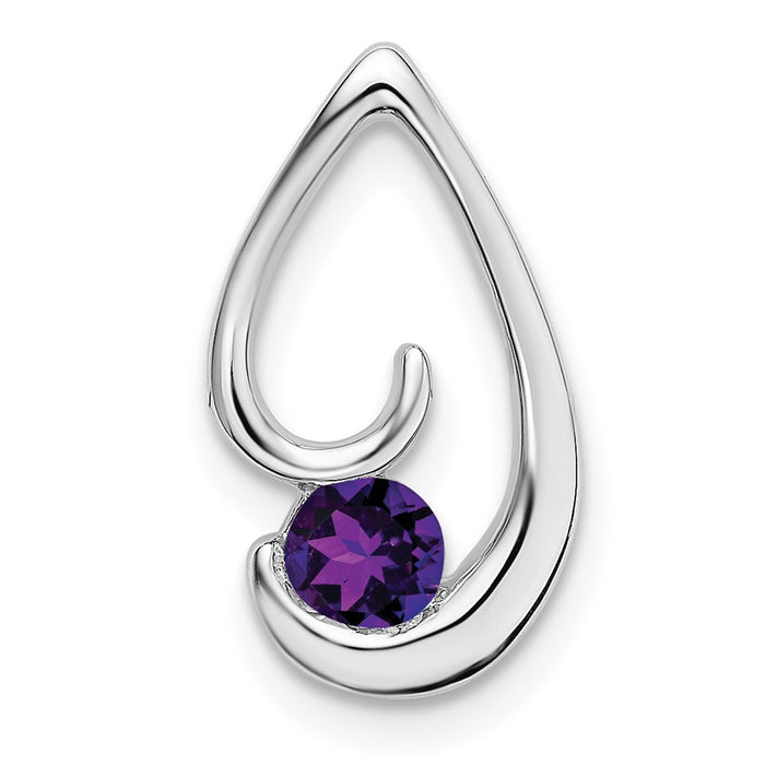 14k White Gold Amethyst Chain Slide-PM7145-AM-W