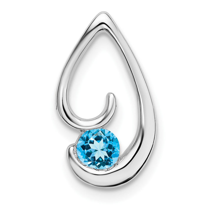 14k White Gold Blue Topaz Chain Slide-PM7145-BT-W