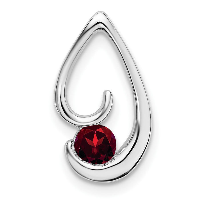 14k White Gold Garnet Chain Slide-PM7145-GA-W