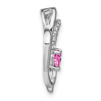 14k White Gold Pink Sapphire and Diamond Heart Chain Slide-PM7171-PS-003-WA