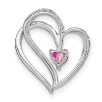 14k White Gold Pink Sapphire and Diamond Heart Chain Slide-PM7171-PS-003-WA