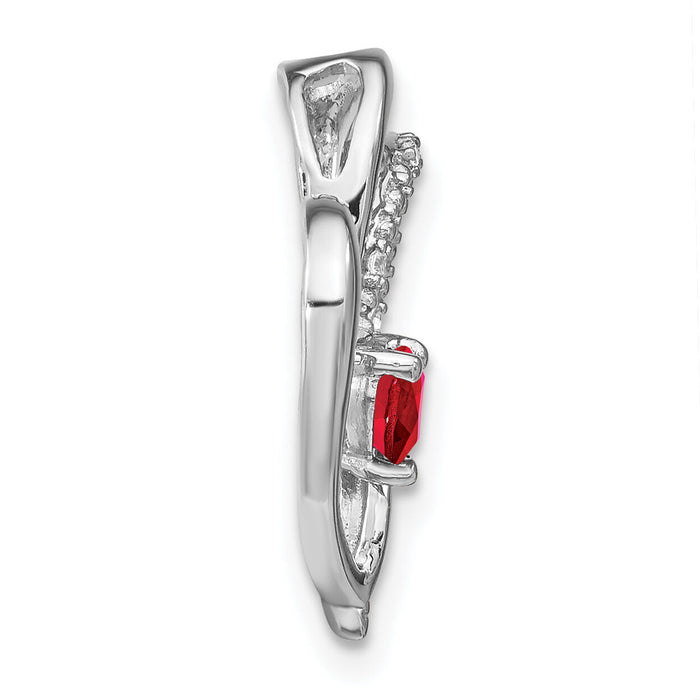 14k White Gold Ruby and Diamond Heart Chain Slide-PM7171-RU-003-WA