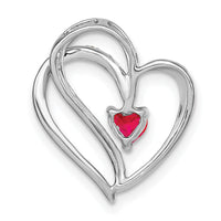 14k White Gold Ruby and Diamond Heart Chain Slide-PM7171-RU-003-WA