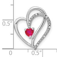 14k White Gold Ruby and Diamond Heart Chain Slide-PM7171-RU-003-WA