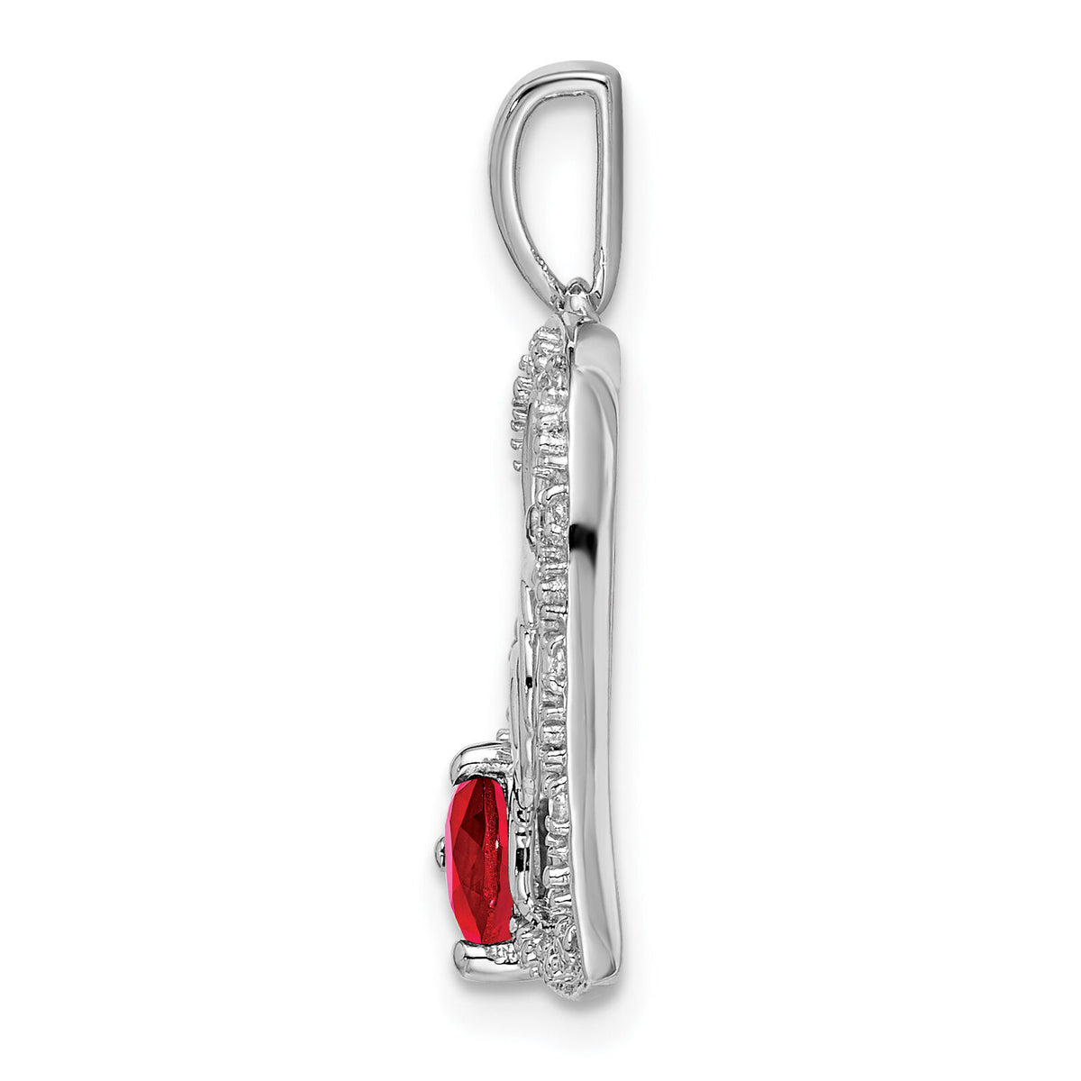 14k White Gold Ruby and Diamond MOM Heart Pendant-PM7172-RU-005-WA