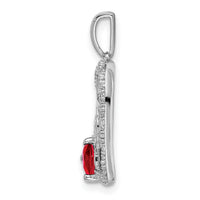 14k White Gold Ruby and Diamond MOM Heart Pendant-PM7172-RU-005-WA