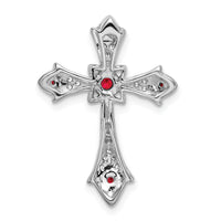 14k White Gold Ruby and Diamond Fleur de Lis Cross Chain Slide-PM7175-RU-008-WA