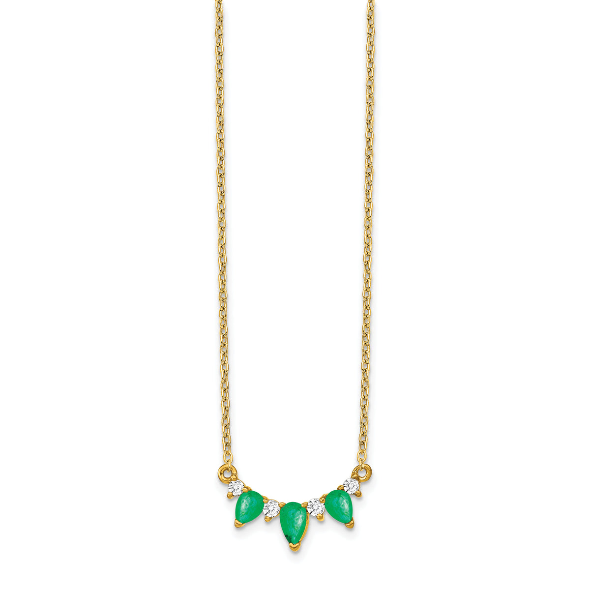 14k Emerald and Diamond 18 inch Necklace-PM7176-EM-012-YA