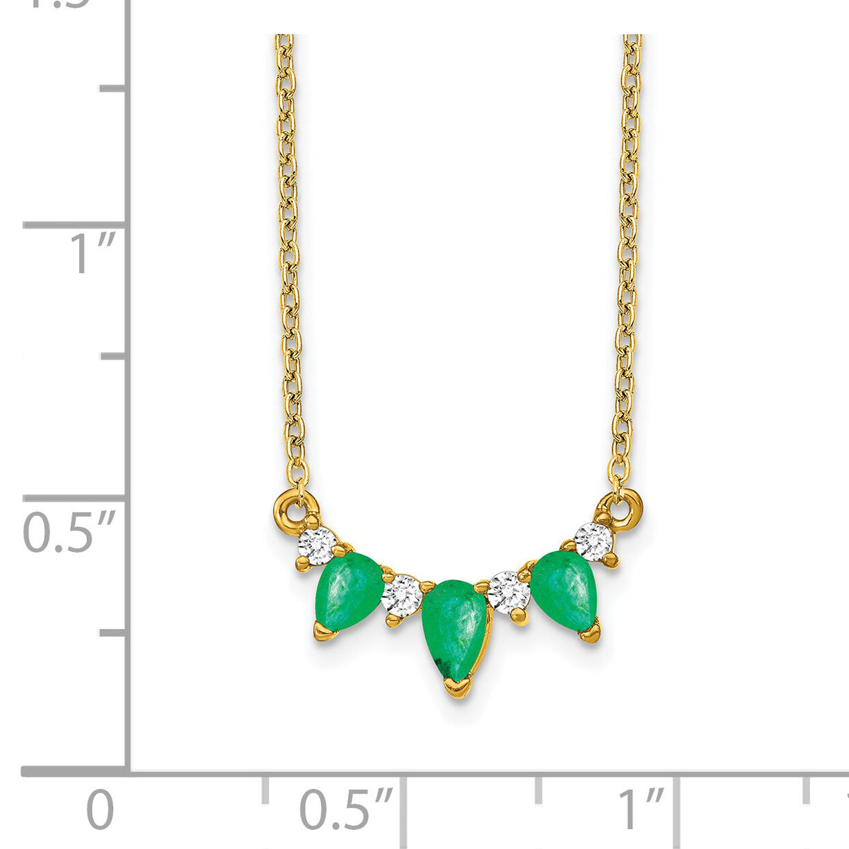 14k Emerald and Diamond 18 inch Necklace-PM7176-EM-012-YA