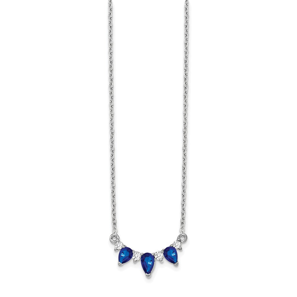 14k White Gold Pear Sapphire and Diamond 18 inch Necklace-PM7176-SA-012-WA
