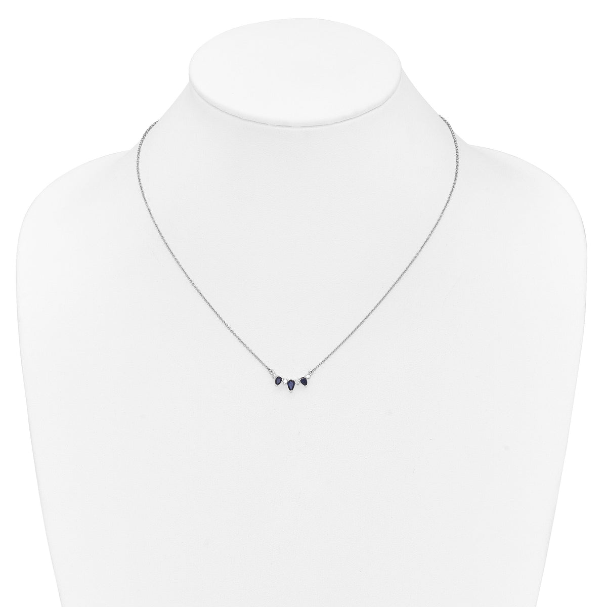 14k White Gold Pear Sapphire and Diamond 18 inch Necklace-PM7176-SA-012-WA