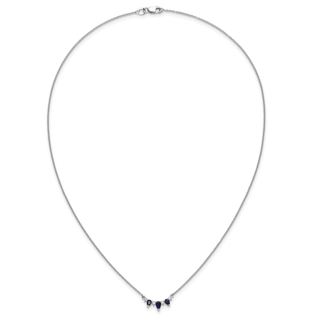 14k White Gold Pear Sapphire and Diamond 18 inch Necklace-PM7176-SA-012-WA