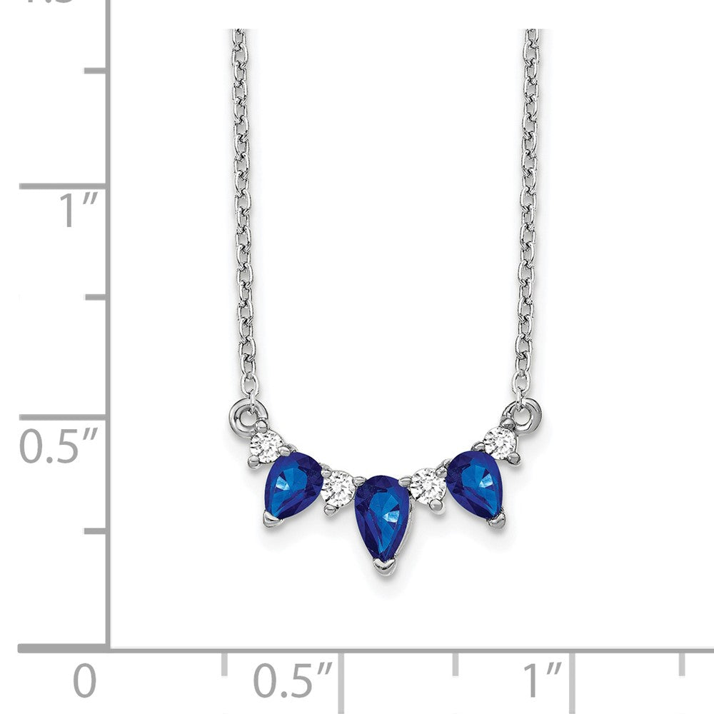 14k White Gold Pear Sapphire and Diamond 18 inch Necklace-PM7176-SA-012-WA