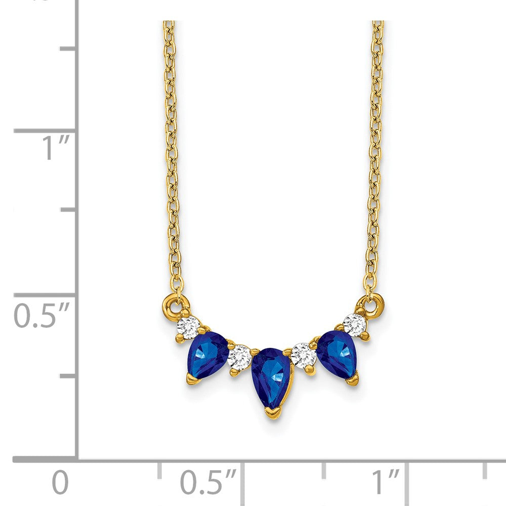 14k Pear Sapphire and Diamond 18 inch Necklace-PM7176-SA-012-YA