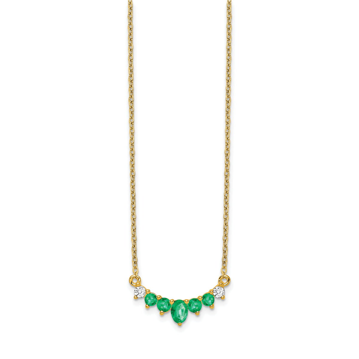 14k Emerald and Diamond 18 inch Necklace-PM7177-EM-007-YA
