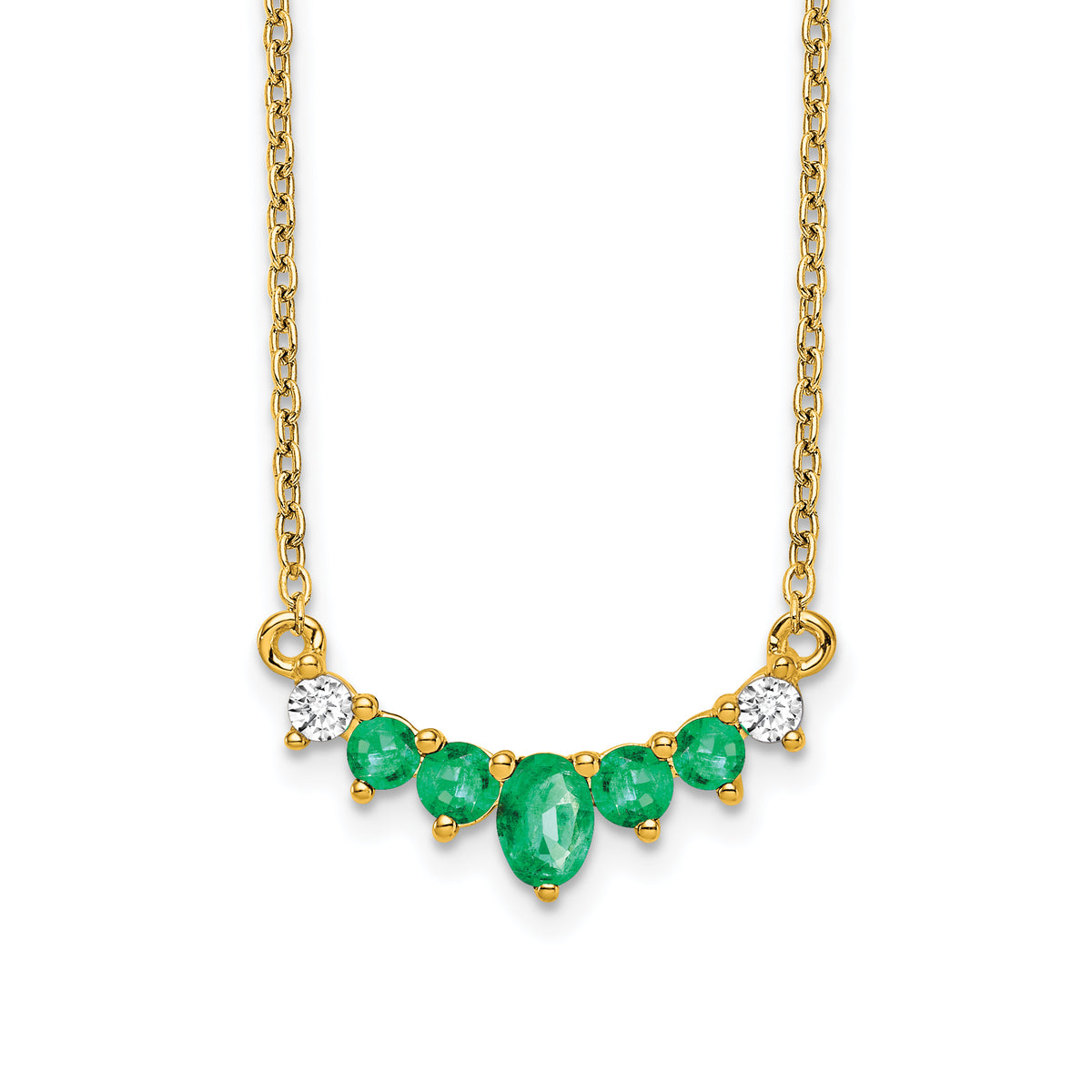 14k Emerald and Diamond 18 inch Necklace-PM7177-EM-007-YA