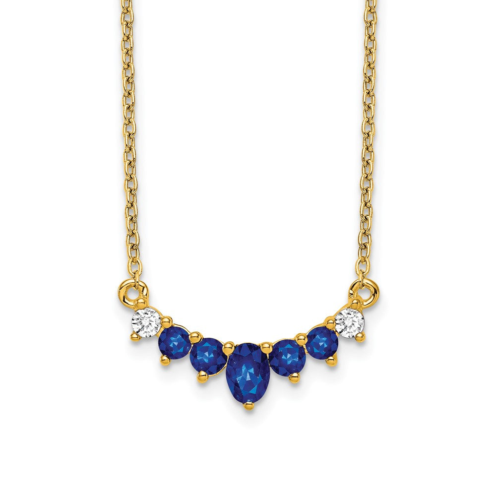 14k Sapphire and Diamond 18 inch Necklace-PM7177-SA-007-YA