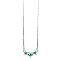 14k White Gold Emerald and Diamond 18 inch Necklace-PM7178-EM-012-WA