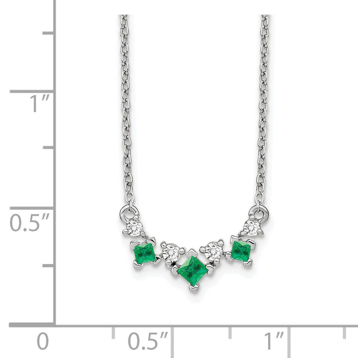 14k White Gold Emerald and Diamond 18 inch Necklace-PM7178-EM-012-WA