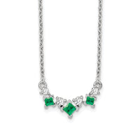 14k White Gold Emerald and Diamond 18 inch Necklace-PM7178-EM-012-WA