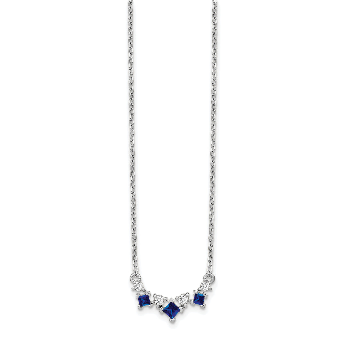 14k White Gold Sapphire and Diamond 18 inch Necklace-PM7178-SA-012-WA