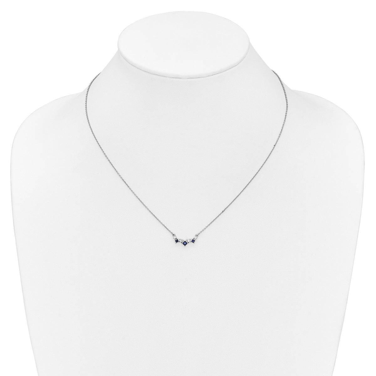 14k White Gold Sapphire and Diamond 18 inch Necklace-PM7178-SA-012-WA
