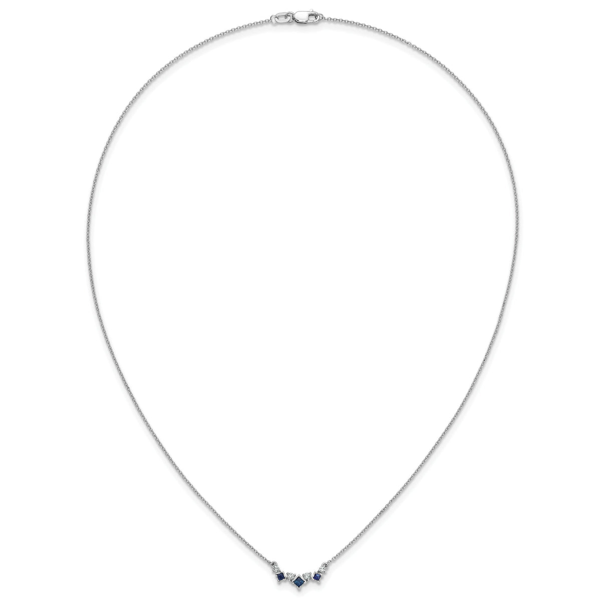 14k White Gold Sapphire and Diamond 18 inch Necklace-PM7178-SA-012-WA