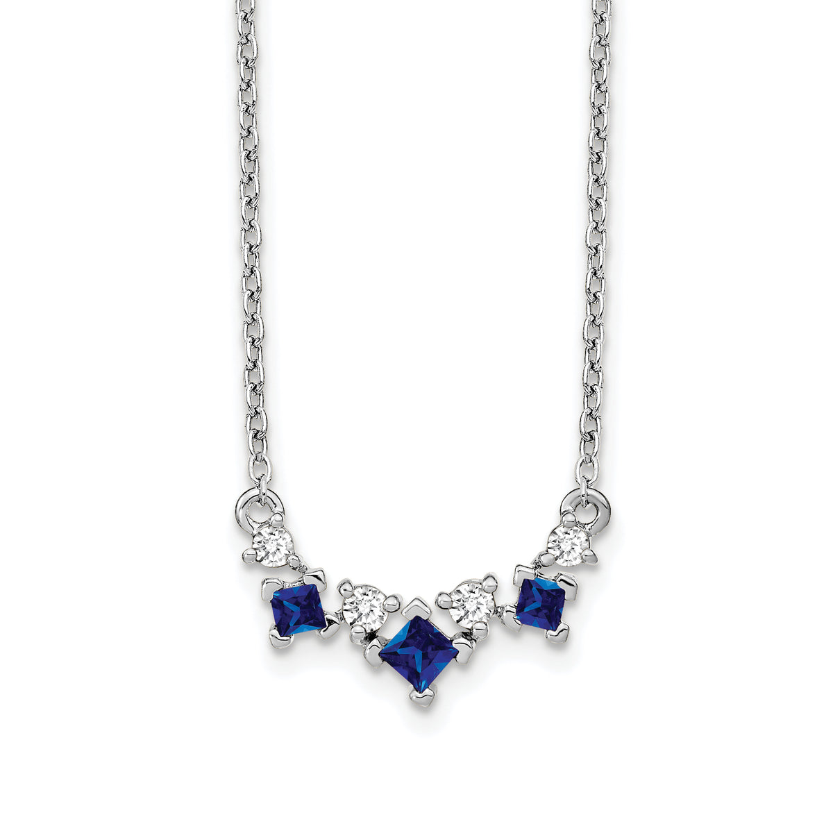 14k White Gold Sapphire and Diamond 18 inch Necklace-PM7178-SA-012-WA