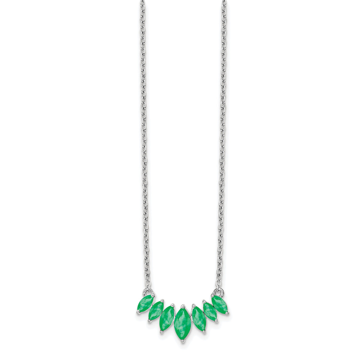 14k White Gold Marquise Emerald 18 inch Necklace-PM7179-EM-W