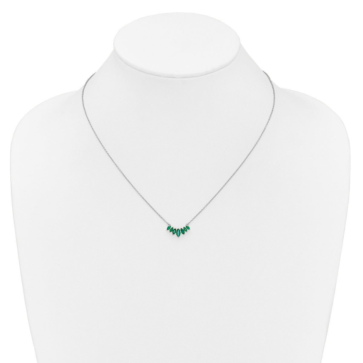 14k White Gold Marquise Emerald 18 inch Necklace-PM7179-EM-W
