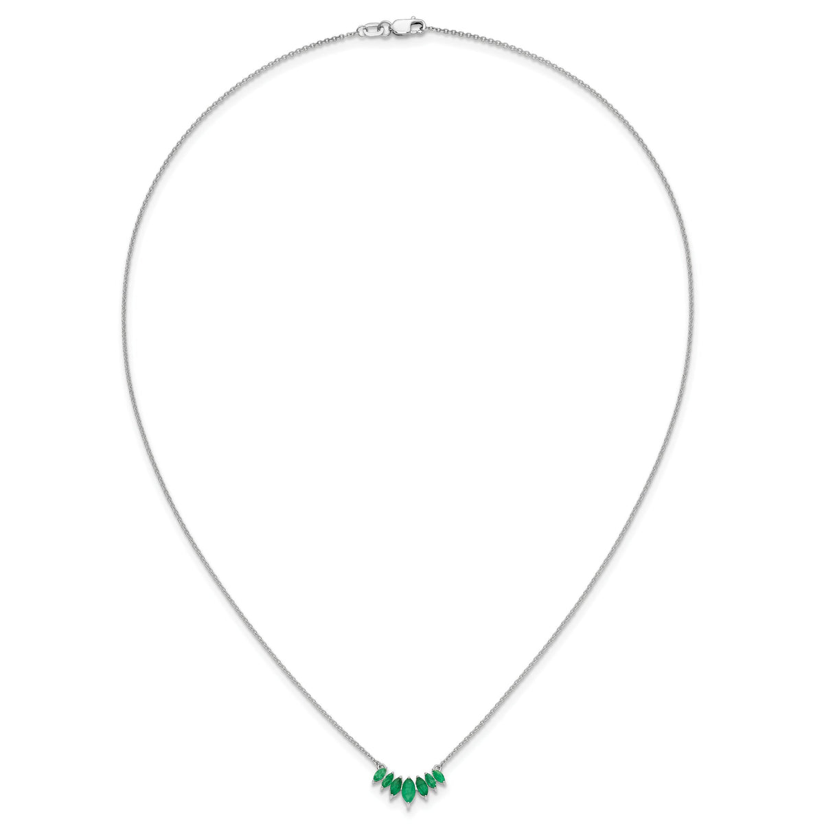 14k White Gold Marquise Emerald 18 inch Necklace-PM7179-EM-W