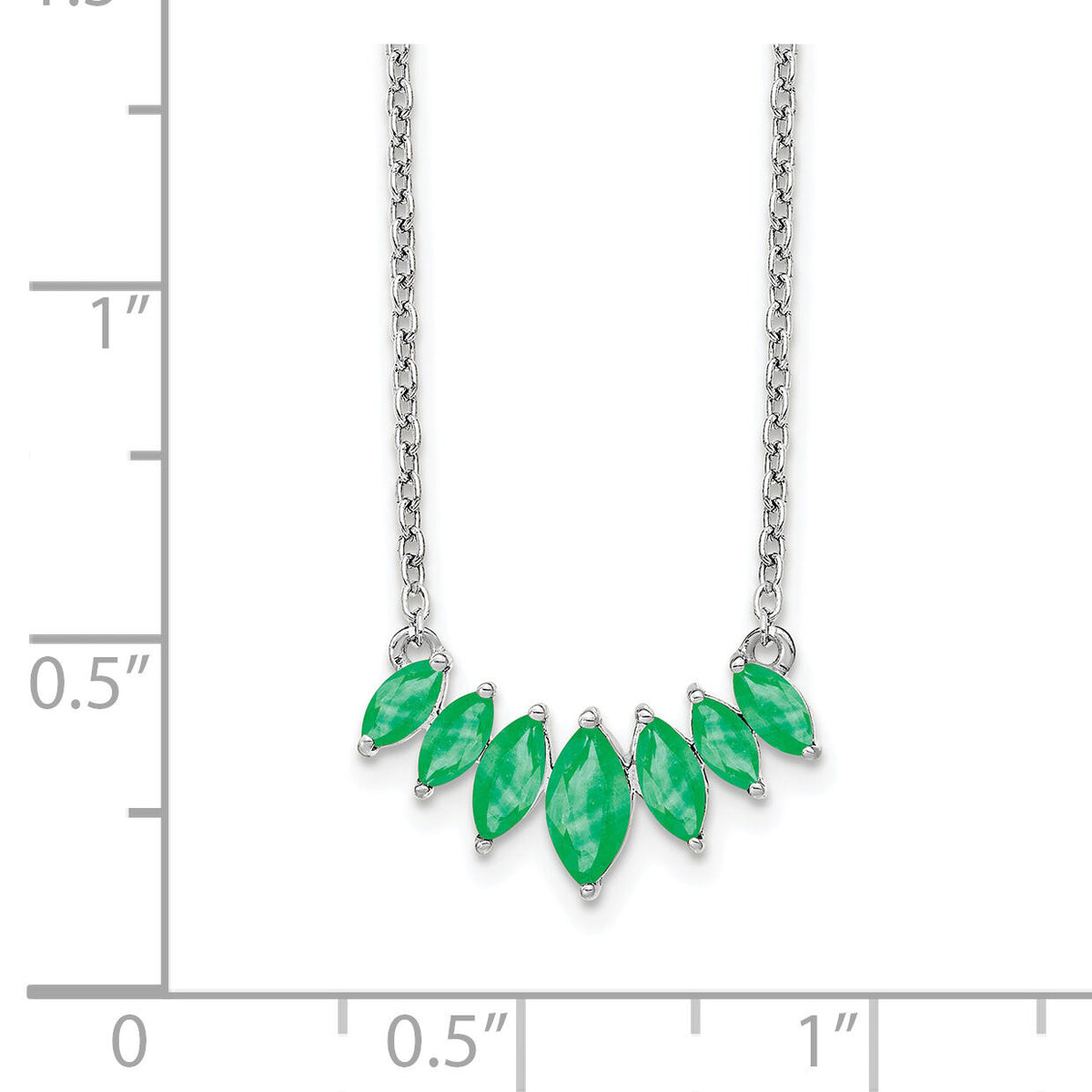 14k White Gold Marquise Emerald 18 inch Necklace-PM7179-EM-W