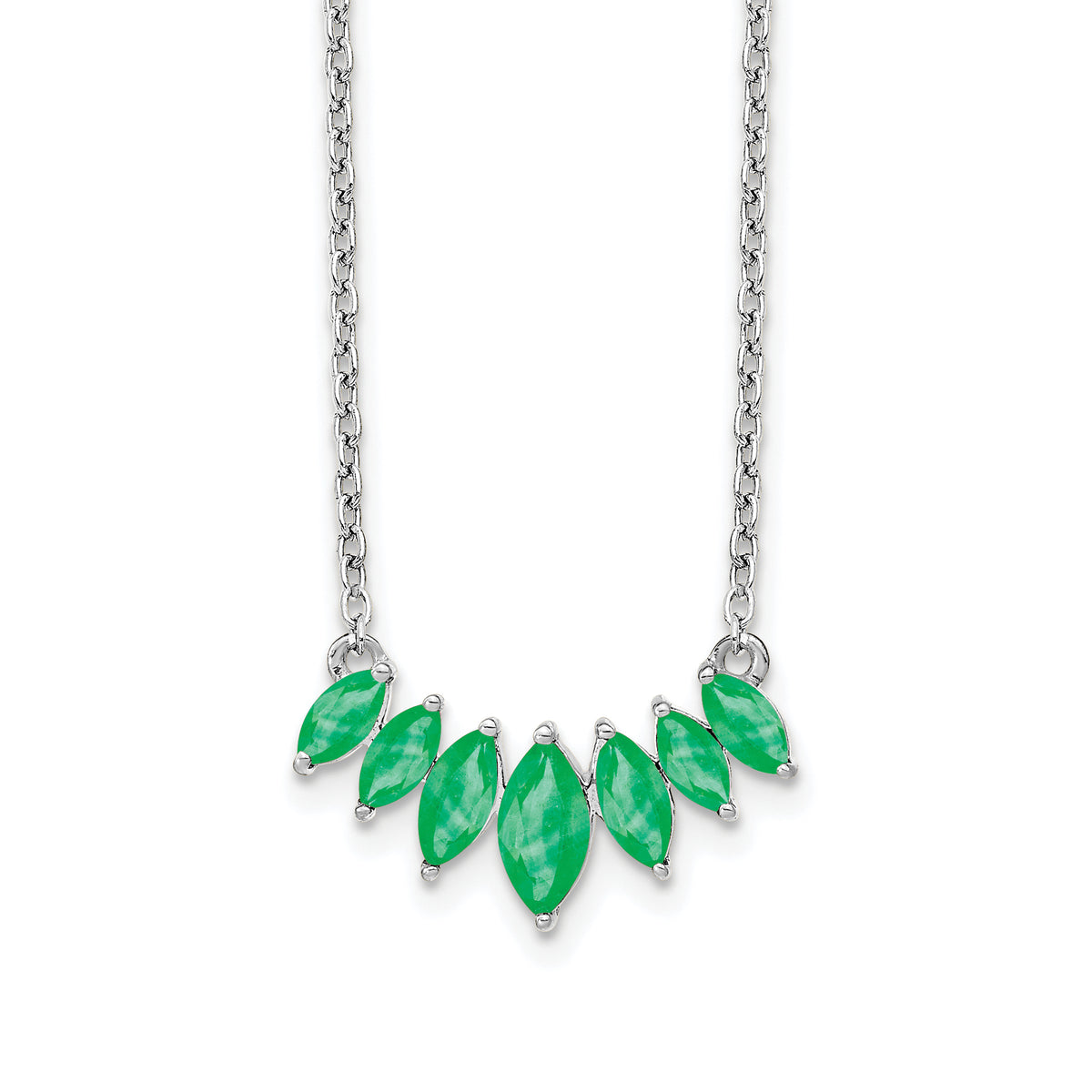 14k White Gold Marquise Emerald 18 inch Necklace-PM7179-EM-W