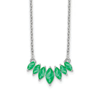 14k White Gold Marquise Emerald 18 inch Necklace-PM7179-EM-W