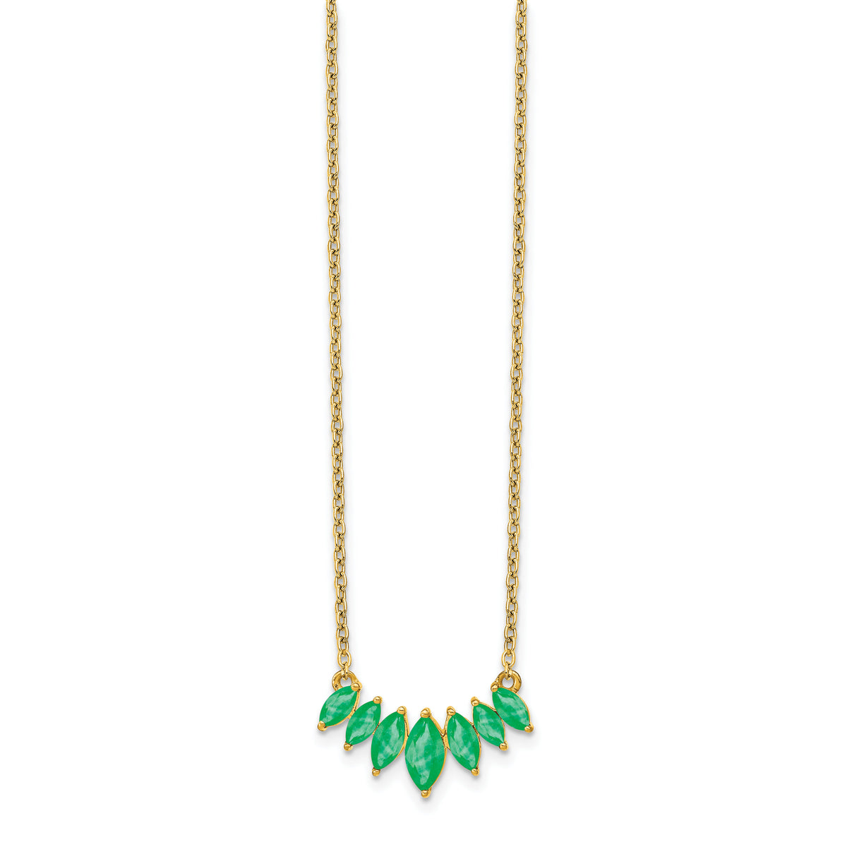 14k Marquise Emerald 18 inch Necklace-PM7179-EM-Y