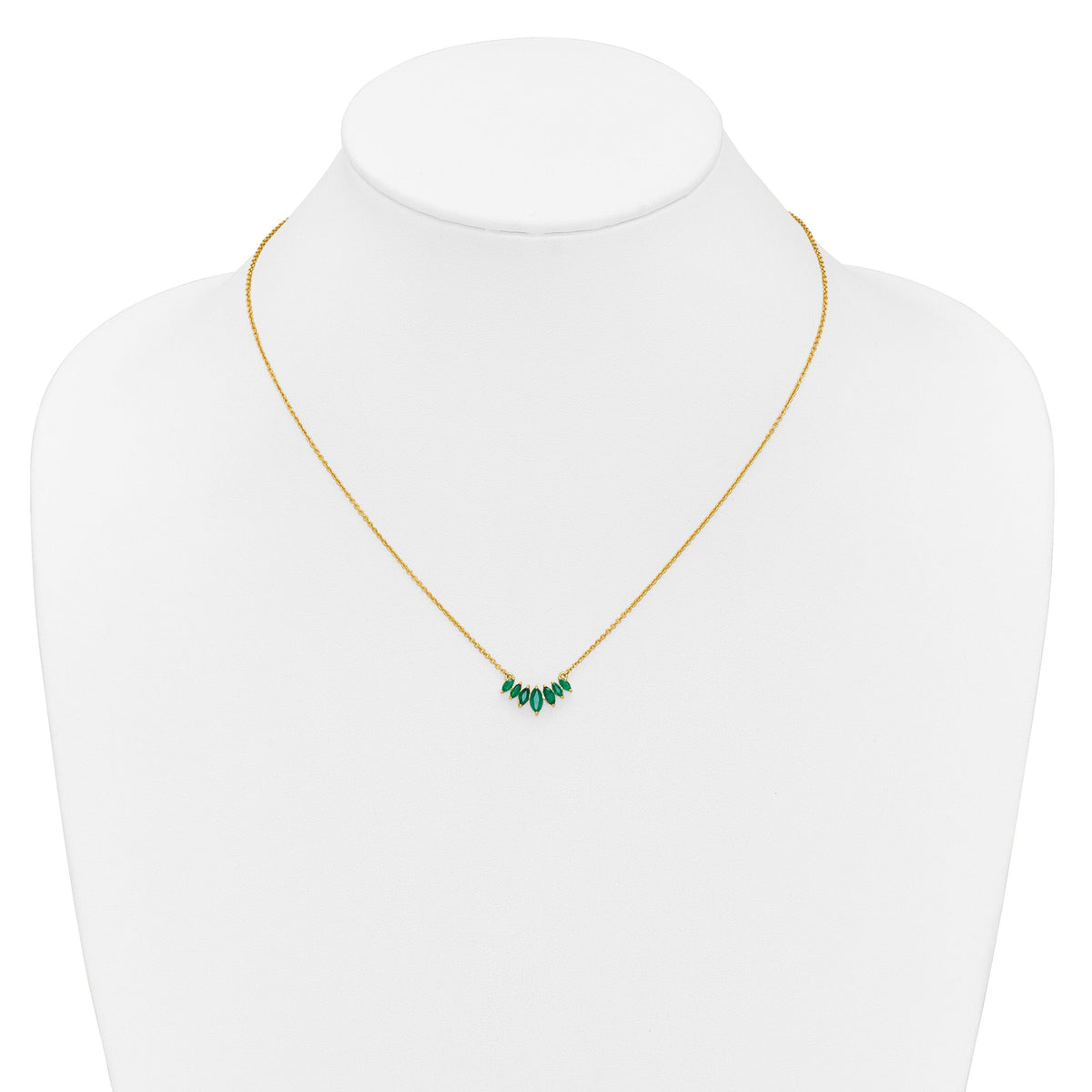 14k Marquise Emerald 18 inch Necklace-PM7179-EM-Y