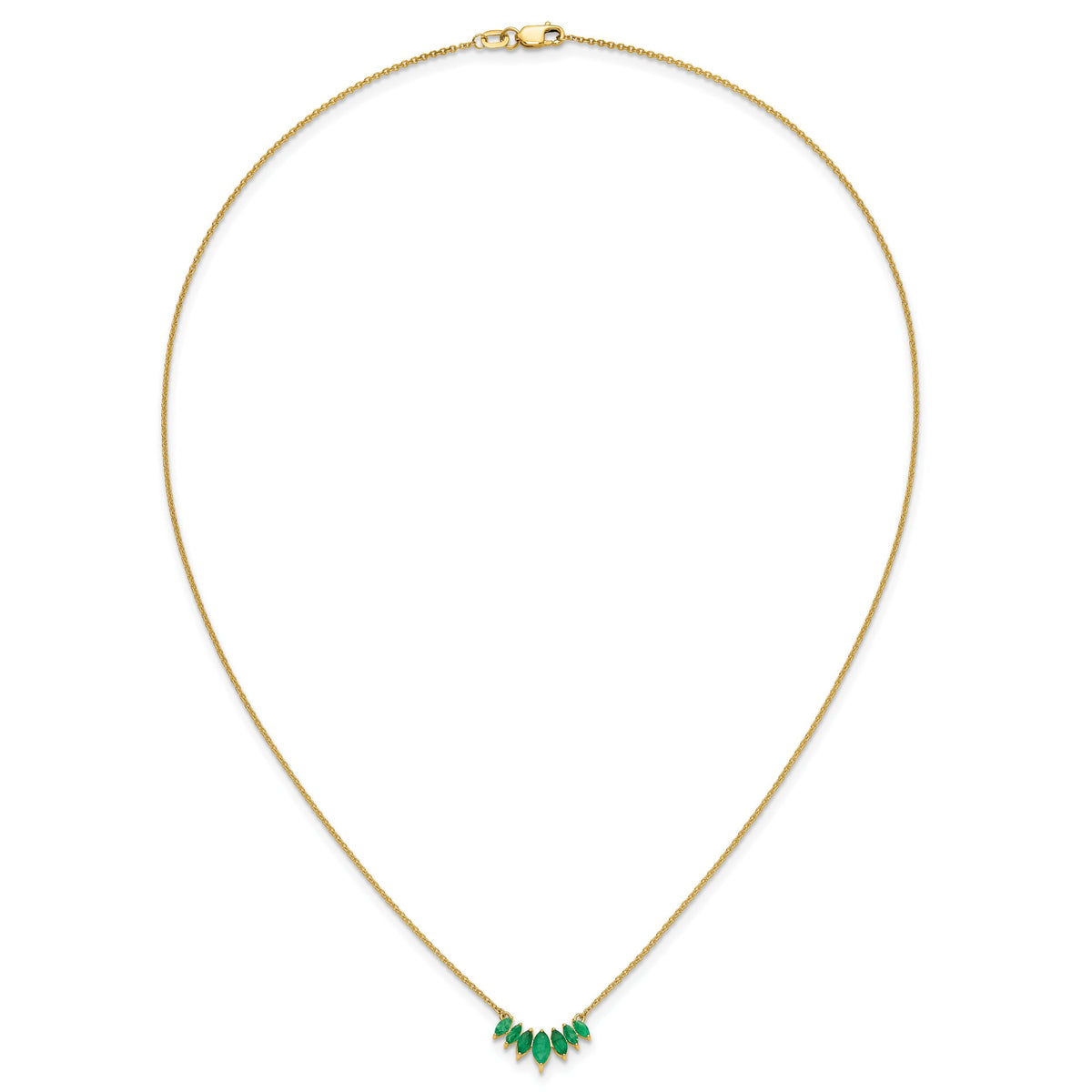 14k Marquise Emerald 18 inch Necklace-PM7179-EM-Y
