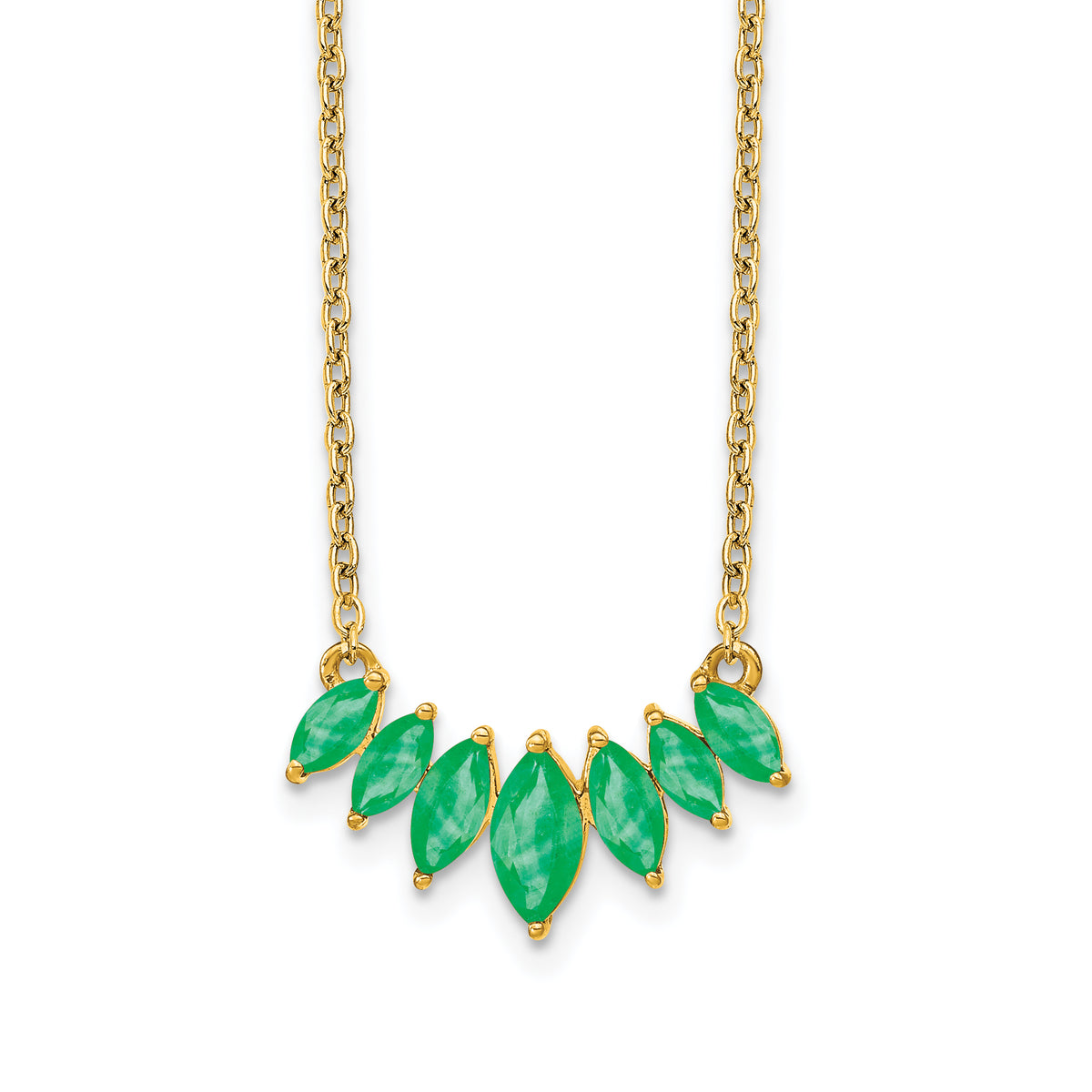 14k Marquise Emerald 18 inch Necklace-PM7179-EM-Y