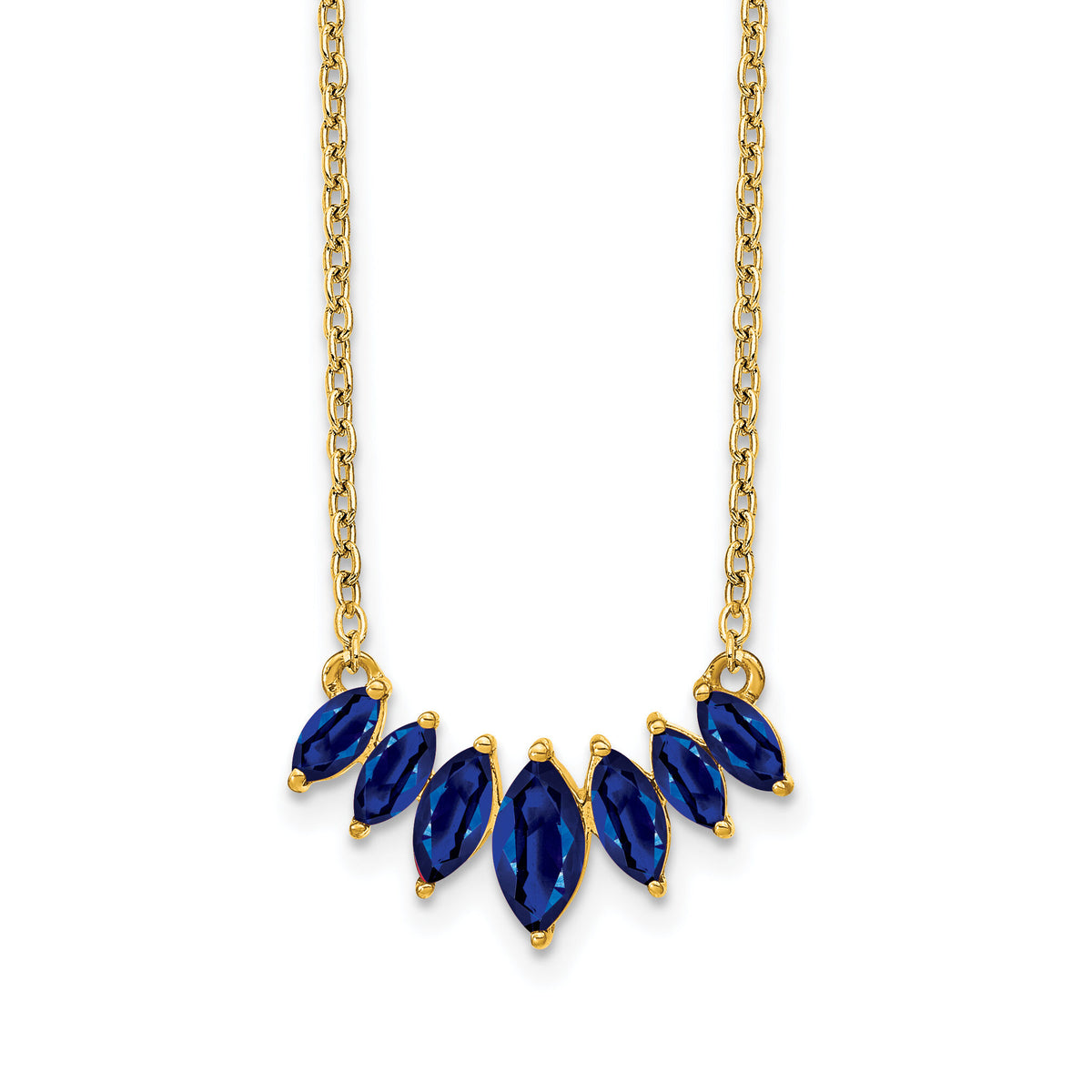 14k Marquise Sapphire 18 inch Necklace-PM7179-SA-Y